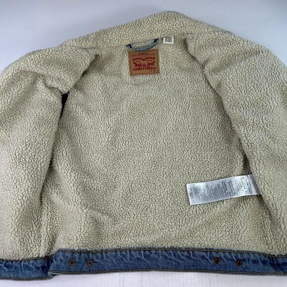 Levi’s Premium Women's Original Sherpa Trucker Jacket Size M Black Denim Jeans - Picture 3 of 11